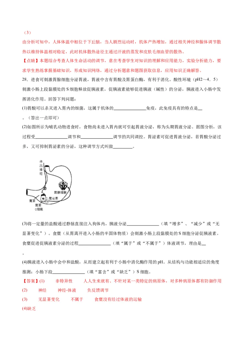 专题31动物生命活动调节的综合分析（解析版)_2024年新高考资料_3.2024专项复习_备战2024年高考生物一轮复习重难点专项突破