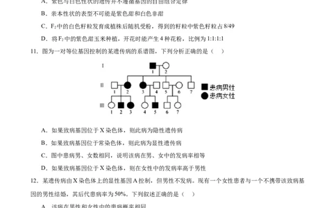 专题四遗传的基本规律和人类遗传病（测试）（原卷版）_2024年新高考资料_2.2024二轮复习_2024年高考生物二轮复习讲练测（新教材新高考）