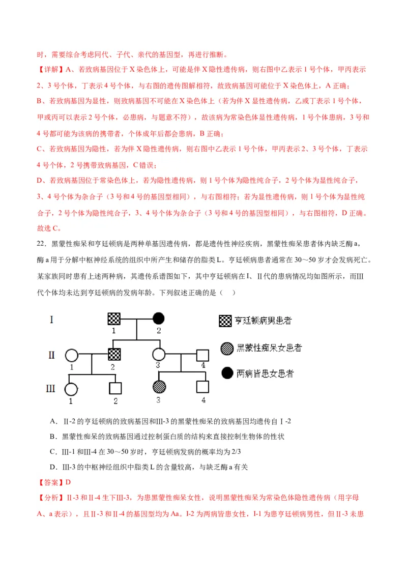 专题18伴性遗传和人类遗传病（解析版)_2024年新高考资料_3.2024专项复习_备战2024年高考生物一轮复习重难点专项突破_专题18伴性遗传和人类遗传病