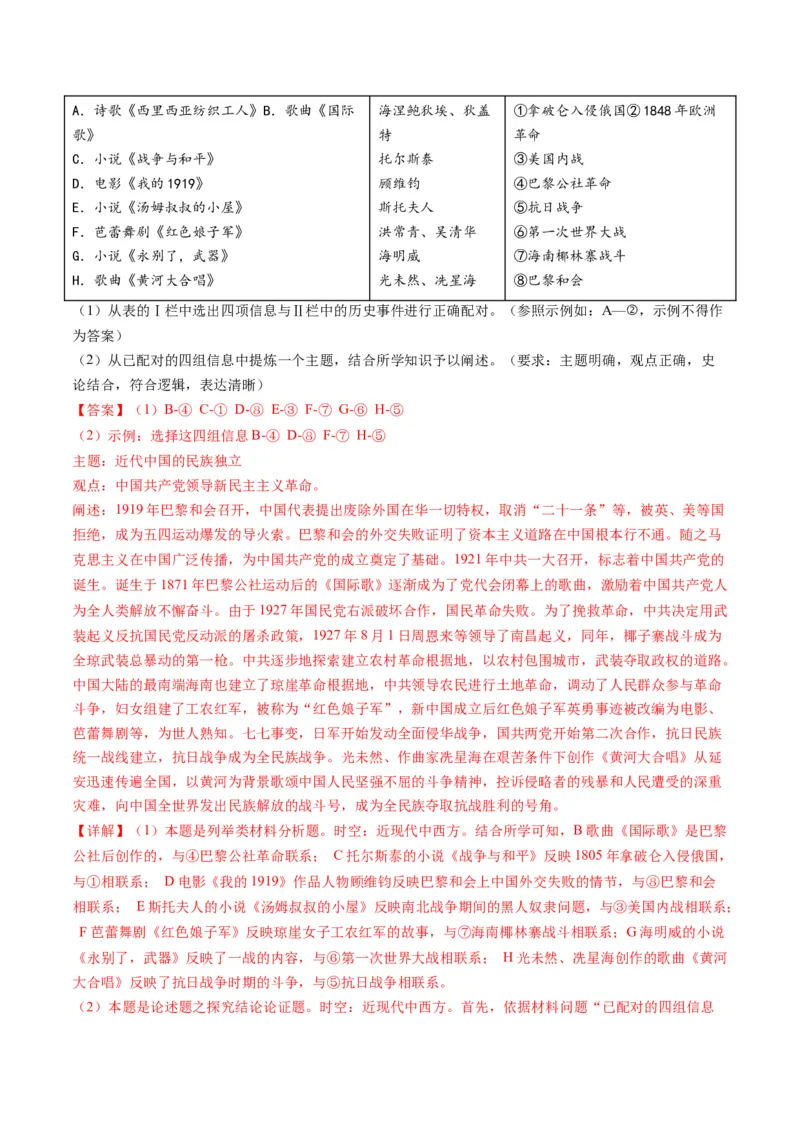 第10讲资本主义制度的确立（练习）（解析版）_2024年新高考资料_2.2024二轮复习_2024年高考历史二轮复习讲练测（新教材新高考）