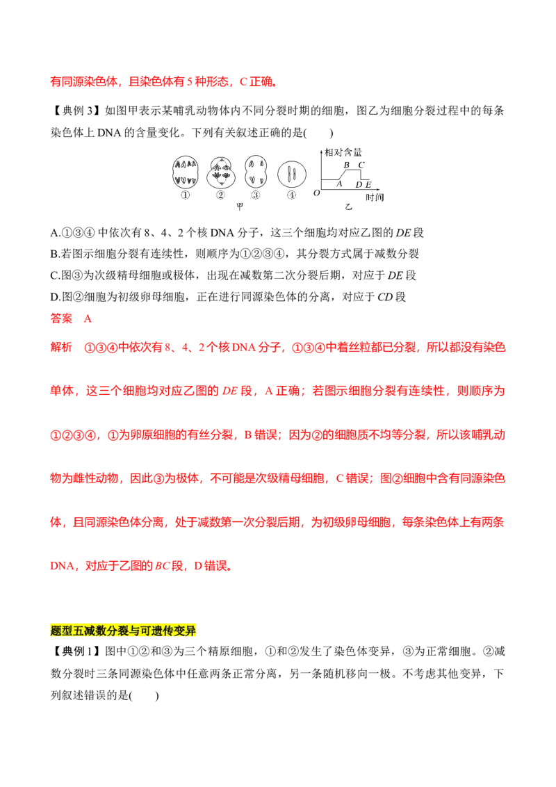 专题二有丝分裂与减数分裂重难集训（解析版）_2024年新高考资料_5.2024三轮冲刺_2024年高考生物考前最后冲刺