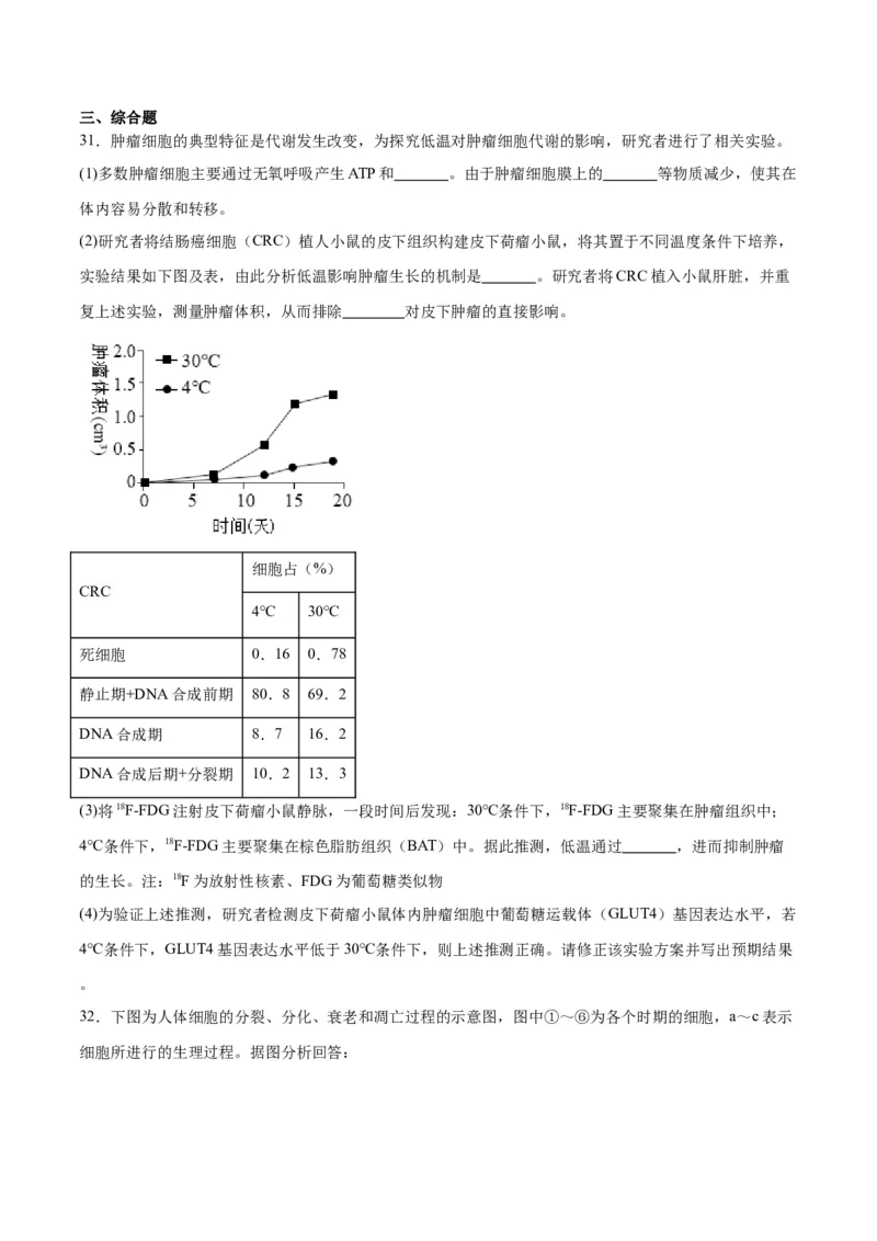 专题14细胞分化、衰老、凋亡和癌变（原卷版)_2024年新高考资料_3.2024专项复习_备战2024年高考生物一轮复习重难点专项突破_专题14细胞分化、衰老、凋亡和癌变