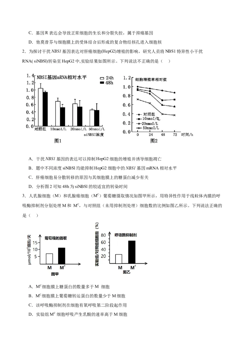 专题14细胞分化、衰老、凋亡和癌变（原卷版)_2024年新高考资料_3.2024专项复习_备战2024年高考生物一轮复习重难点专项突破_专题14细胞分化、衰老、凋亡和癌变