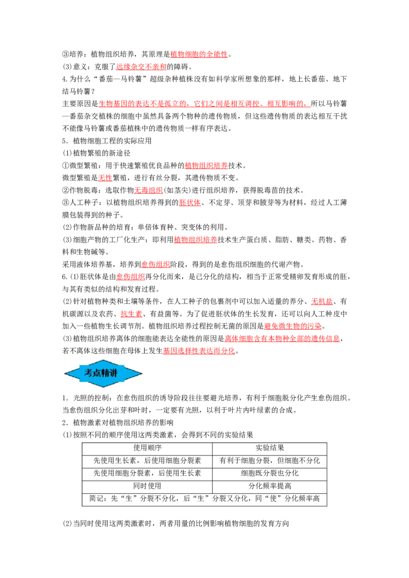 专题33细胞工程和胚胎工程（串讲）（解析版）_2024年新高考资料_1.2024一轮复习_备战2024年高考生物一轮复习串讲精练（新高考专用）
