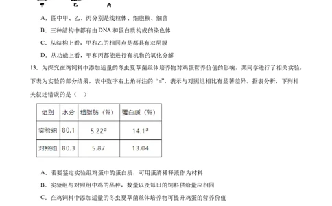 专题一细胞的物质基础和结构基础（测试）（原卷版）_2024年新高考资料_2.2024二轮复习_2024年高考生物二轮复习讲练测（新教材新高考）