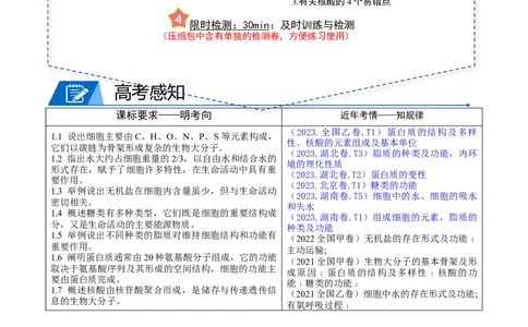 专题01细胞的物质基础（原卷版）_2024年新高考资料_3.2024专项复习_2024年高考生物热点&middot;重点&middot;难点专练（新高考专用）