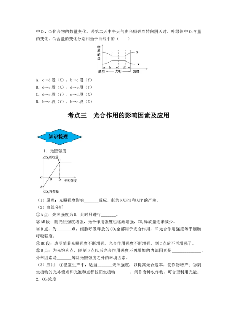 专题09光合作用（串讲）（原卷版）_2024年新高考资料_1.2024一轮复习_备战2024年高考生物一轮复习串讲精练（新高考专用）