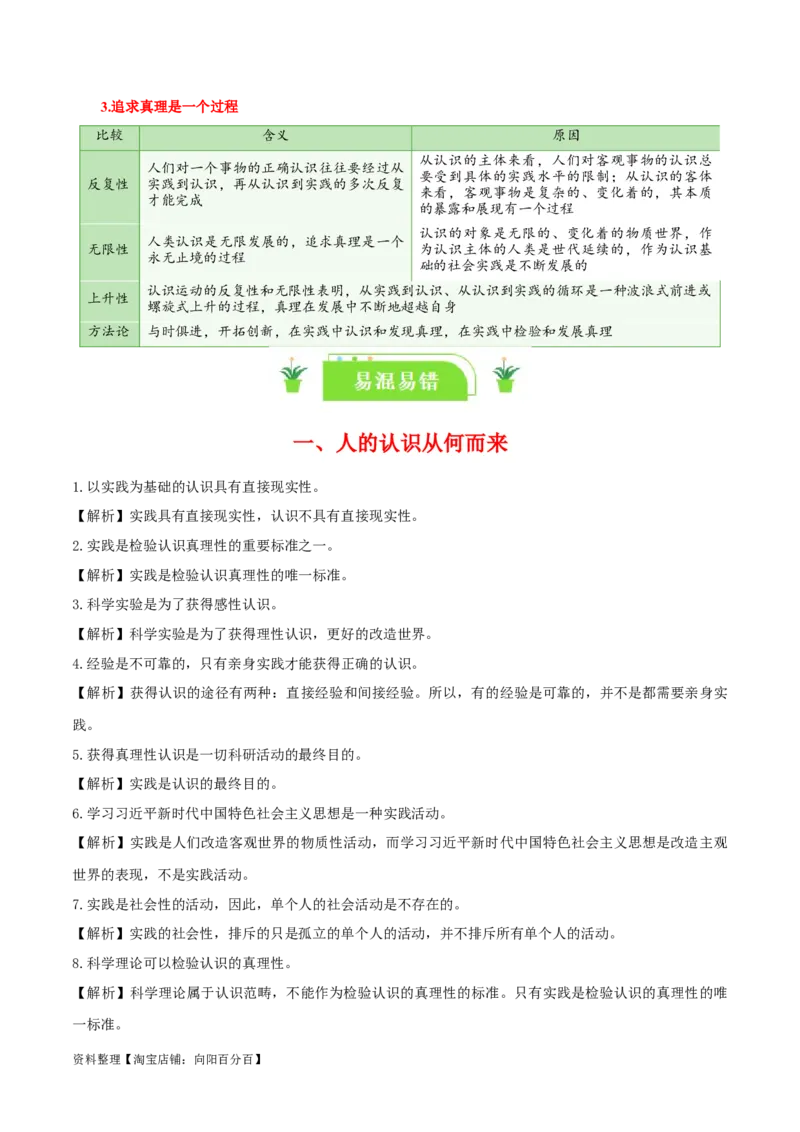 专题21探索认识的奥秘_新高考复习资料_2024年新高考资料_一轮复习资料_口袋书2024年高考政治一轮复习知识清单（新高考通用）