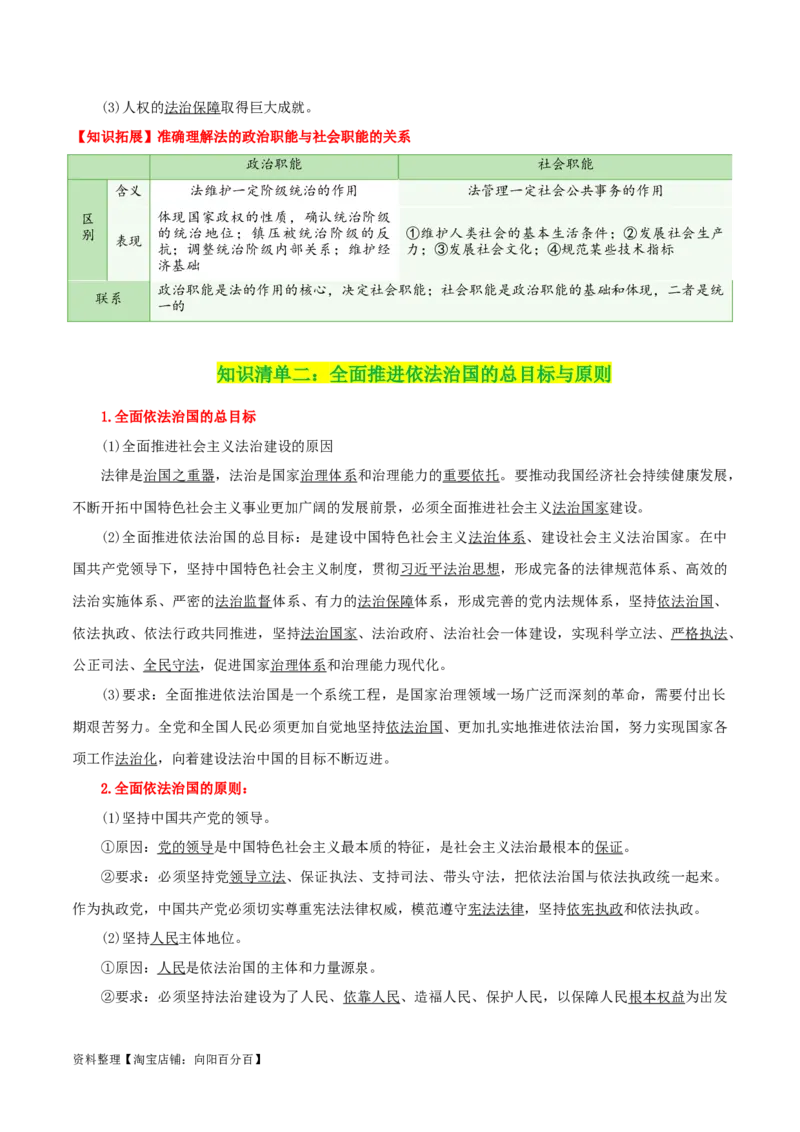 专题15治国理政的基本方式_新高考复习资料_2024年新高考资料_一轮复习资料_口袋书2024年高考政治一轮复习知识清单（新高考通用）