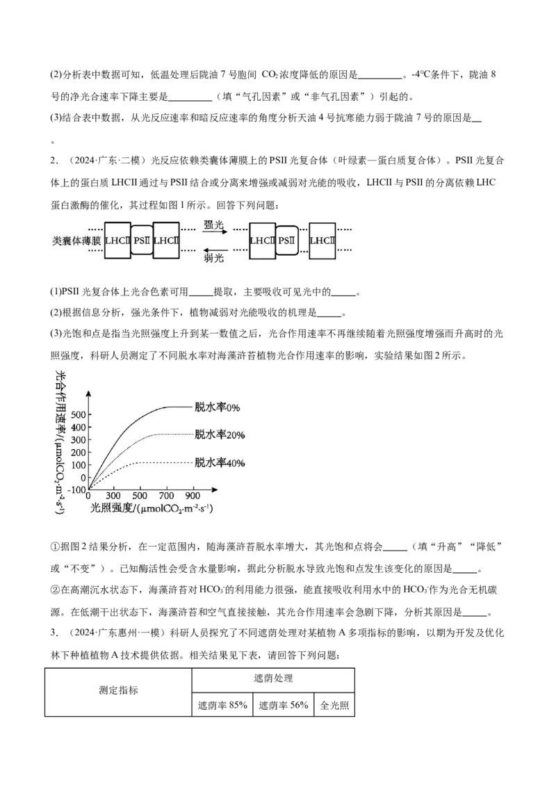 押广东卷第17题光合作用的应用（原卷版）_2024年新高考资料_5.2024三轮冲刺_备战2024年高考生物临考题号押题（广东专用）323137816