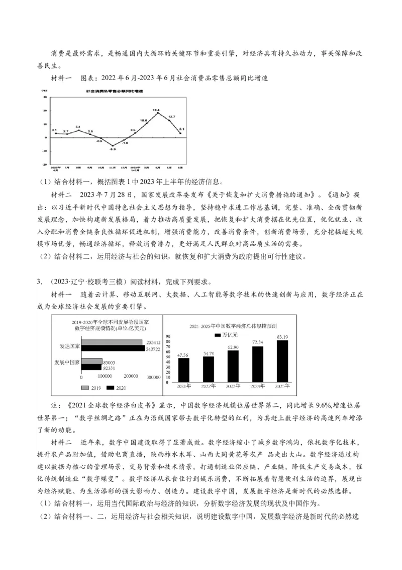 专题06&ldquo;图表类&rdquo;主观题(原卷版)_32024年新高考资料_2.2024二轮复习_2024年高考政治二轮热点题型归纳与变式演练（新高考通用）