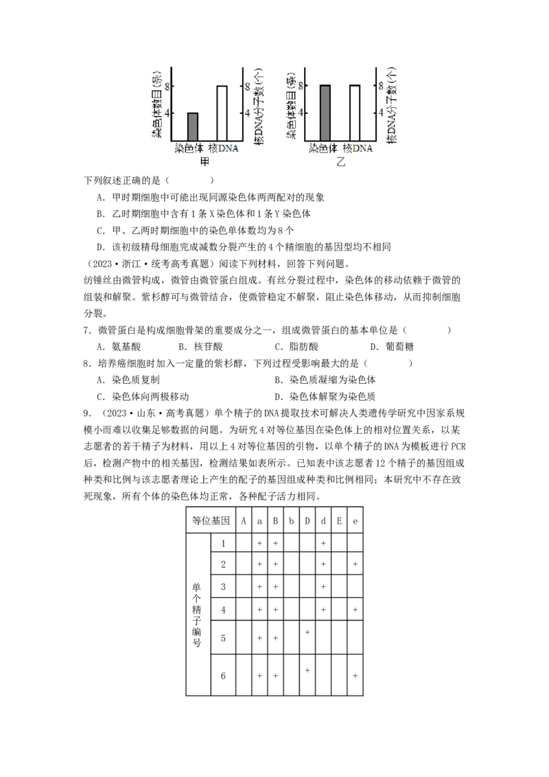专题10细胞的增殖（原卷版）_2024年新高考资料_1.2024一轮复习_备战2024年高考生物一轮复习抢分特训（全国通用）_专题10+细胞的增殖-备战2024年高考生物一轮复习抢分特训（全国通用）