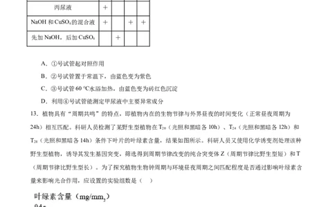 专题九实验与探究（测试）（原卷版）_2024年新高考资料_2.2024二轮复习_2024年高考生物二轮复习讲练测（新教材新高考）