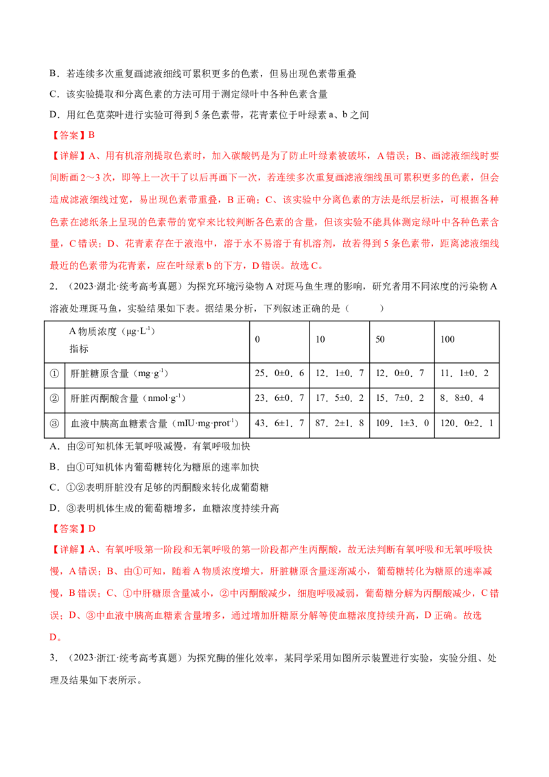 专题04实验设计类（细胞代谢）（解析版）_2024年新高考资料_2.2024二轮复习_备战2024年高考生物实验专项突破3143686_专题04实验设计类（细胞代谢）-备战2024年高考生物实验专项突破