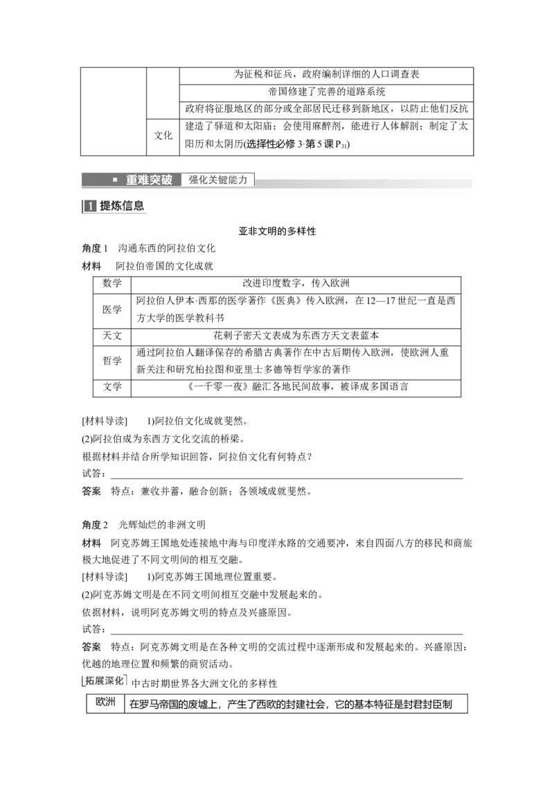 2023年高考历史一轮复习（部编版新高考）第12讲课题37　中古时期的亚洲、非洲与美洲_07高考历史_新高考复习资料_2023年新高考复习资料_2023新高考大一轮复习讲义