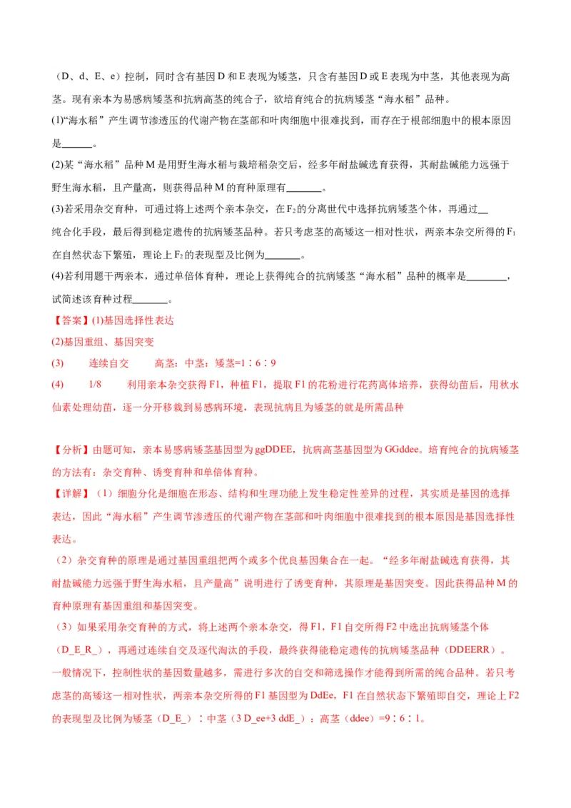 专题17自由组合（解析版)_2024年新高考资料_3.2024专项复习_备战2024年高考生物一轮复习重难点专项突破_专题17自由组合定律