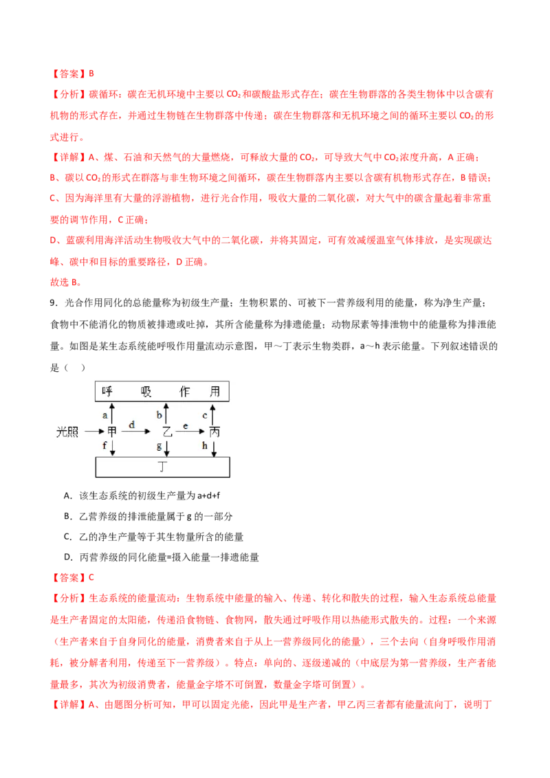 单元检测卷09生物与环境（解析版）_2024年新高考资料_1.2024一轮复习_2024年高考生物一轮复习考点通关卷（新高考通用）