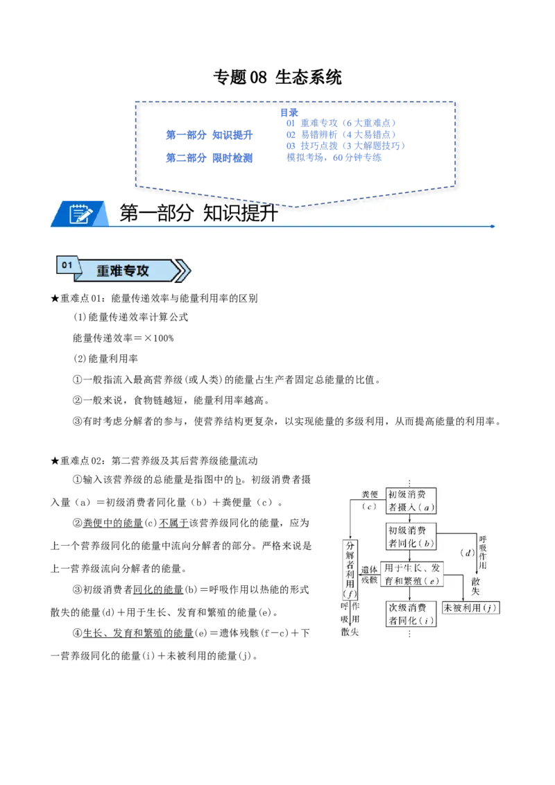专题08生态系统（原卷版）_2024年新高考资料_3.2024专项复习_2024年高考生物热点&middot;重点&middot;难点专练（上海专用）