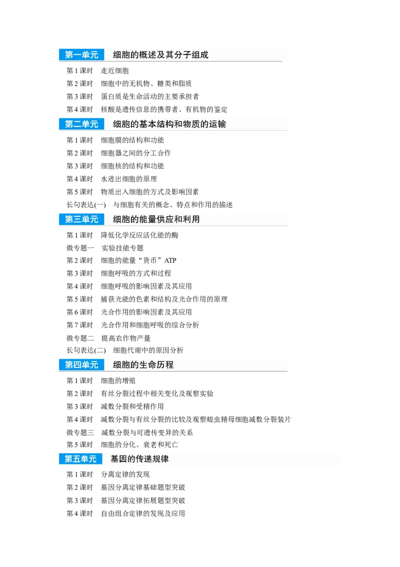 复习讲义目录_2024年新高考资料_1.2024一轮复习_2024年高考生物一轮复习讲义（新人教版）_学生版在此文件夹_大一轮复习讲义