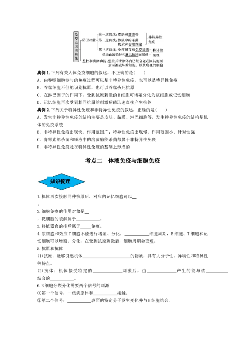 专题26免疫调节（串讲）（原卷版）_2024年新高考资料_1.2024一轮复习_备战2024年高考生物一轮复习串讲精练（新高考专用）