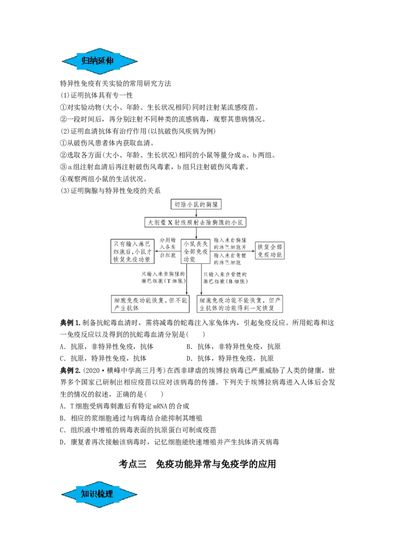 专题26免疫调节（串讲）（原卷版）_2024年新高考资料_1.2024一轮复习_备战2024年高考生物一轮复习串讲精练（新高考专用）