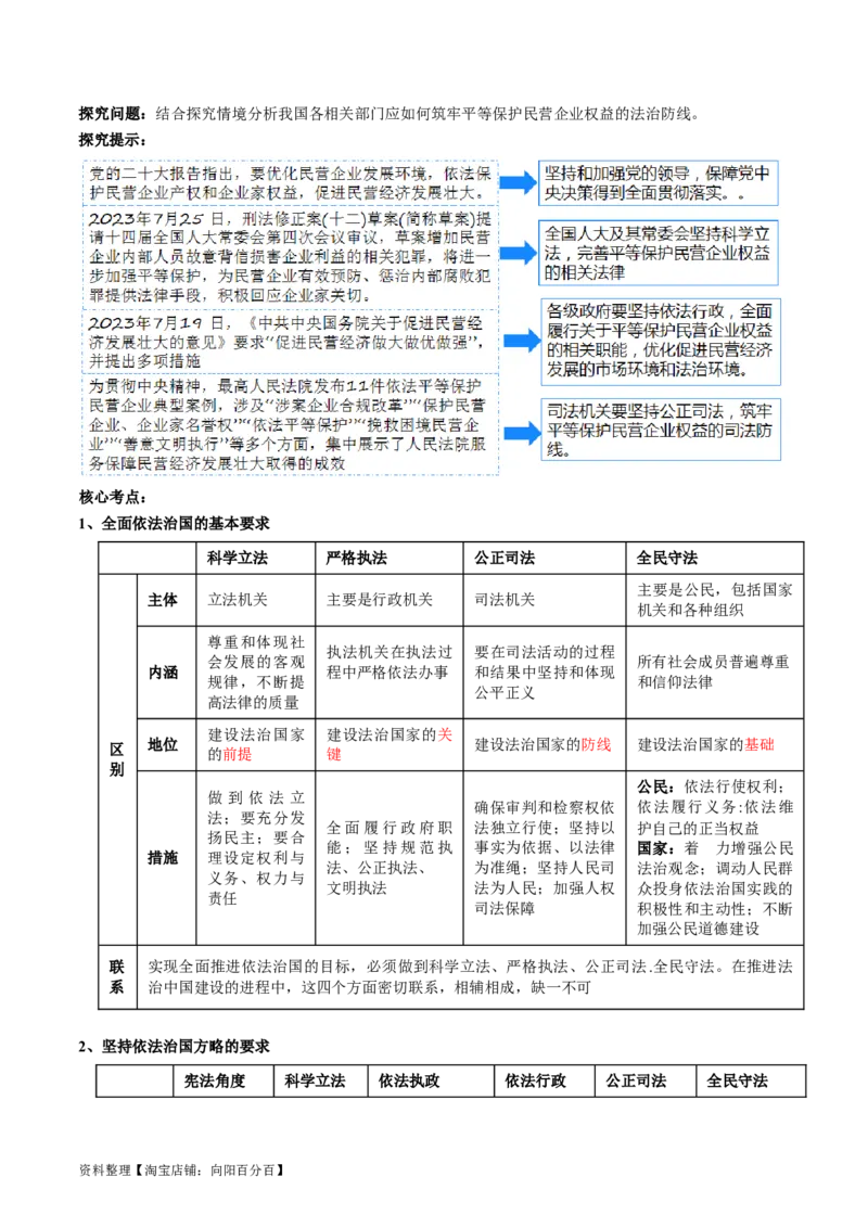 专题07全面依法治国（讲义）（解析版）_新高考复习资料_2024年新高考资料_二轮复习资料_2024年高考政治二轮复习讲练测（新教材新高考）_配套讲义（原卷版+解析版）