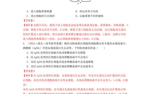 专题07物质的运输（解析版）_2024年新高考资料_1.2024一轮复习_备战2024年高考生物一轮复习抢分特训（全国通用）_专题07+物质的运输-备战2024年高考生物一轮复习抢分特训（全国通用）
