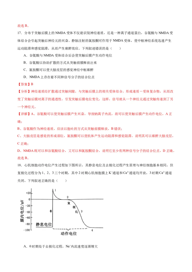 专题26神经调节（解析版)_2024年新高考资料_3.2024专项复习_备战2024年高考生物一轮复习重难点专项突破_专题26神经调节-备战2024年高考生物一轮复习重难点专项突破