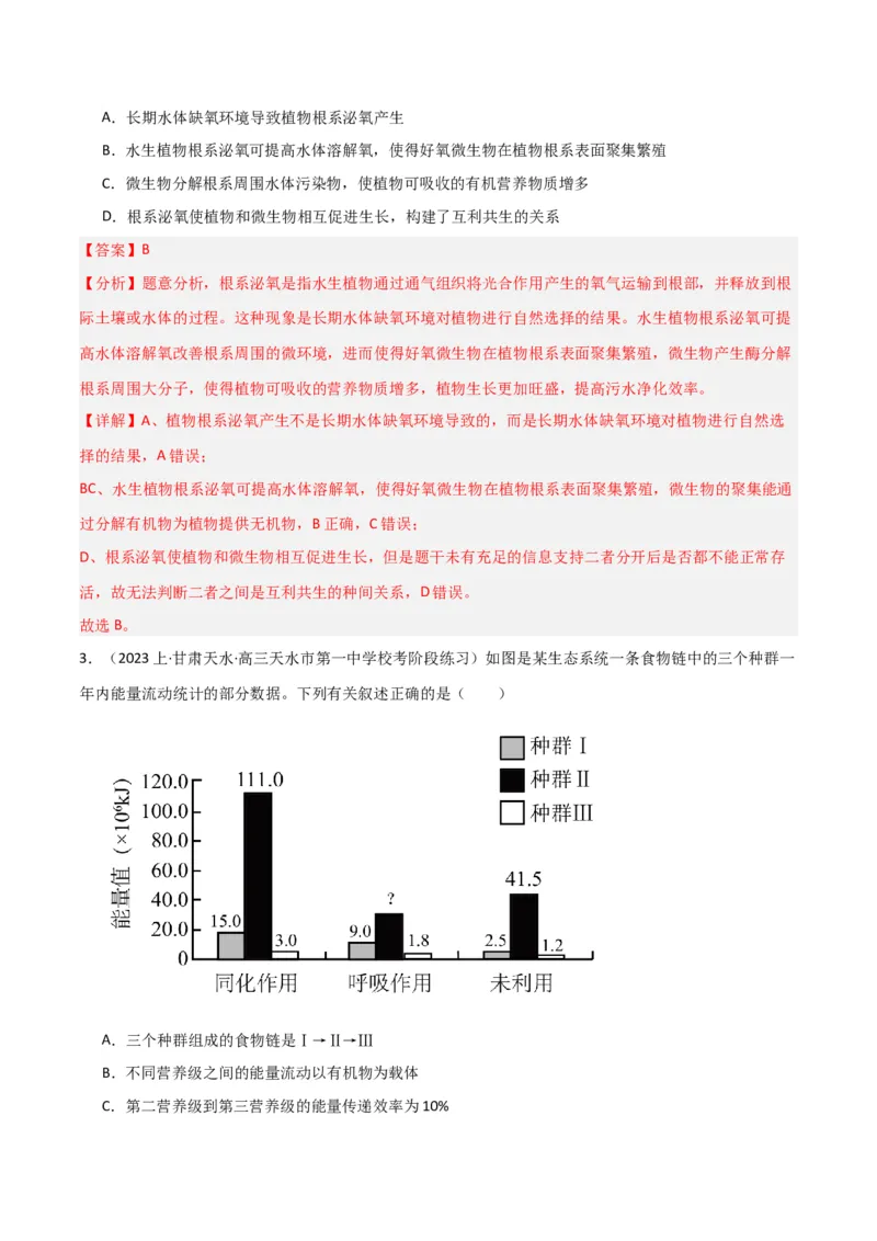 专题10生态系统及人与环境（解析版）_2024年新高考资料_3.2024专项复习_2024年高考生物热点&middot;重点&middot;难点专练（新高考专用）