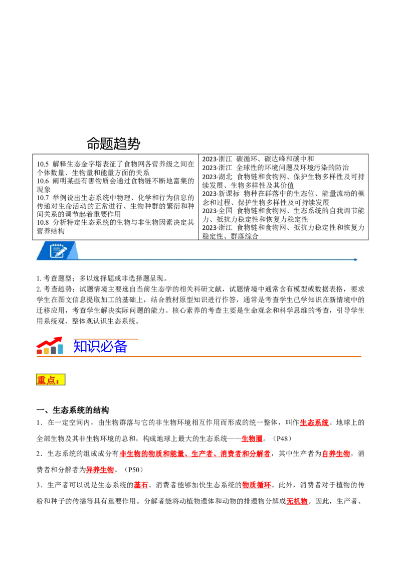 专题10生态系统及人与环境（解析版）_2024年新高考资料_3.2024专项复习_2024年高考生物热点&middot;重点&middot;难点专练（新高考专用）