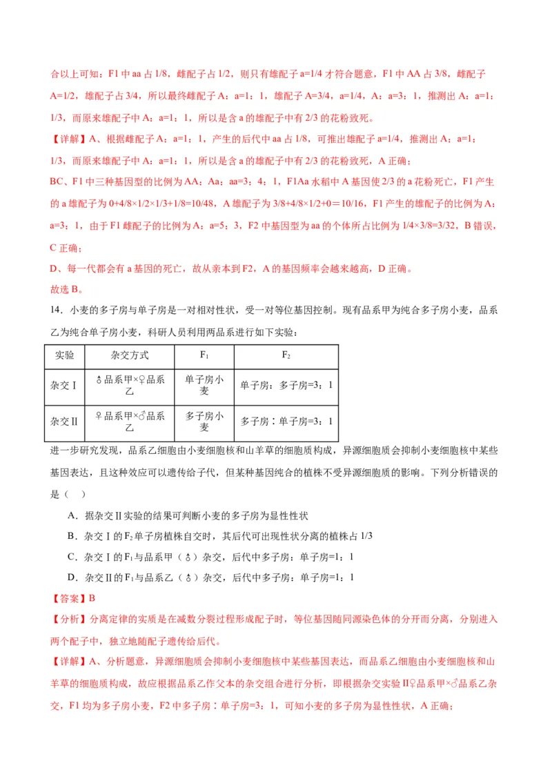 专题16分离定律（解析版)_2024年新高考资料_3.2024专项复习_备战2024年高考生物一轮复习重难点专项突破_专题16分离定律
