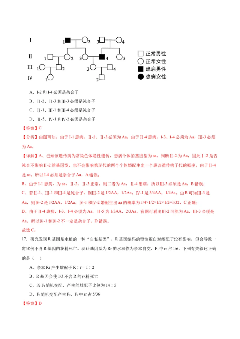 专题16分离定律（解析版)_2024年新高考资料_3.2024专项复习_备战2024年高考生物一轮复习重难点专项突破_专题16分离定律