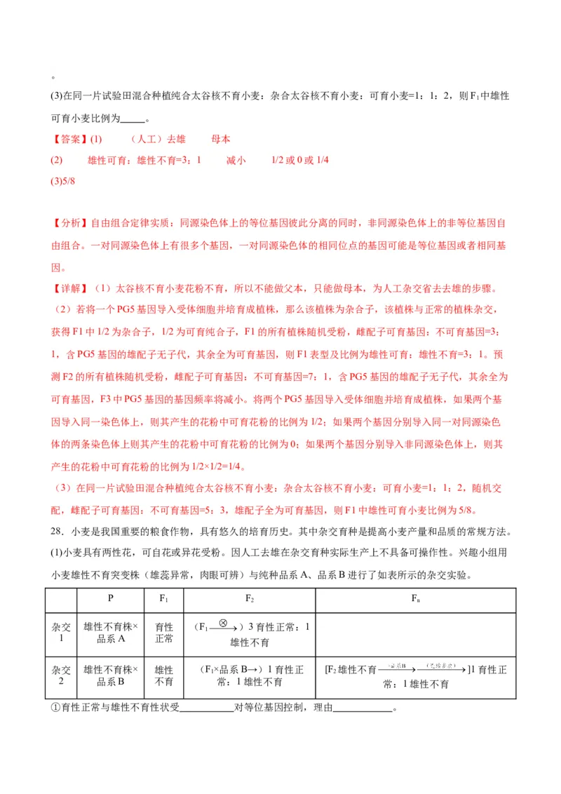 专题16分离定律（解析版)_2024年新高考资料_3.2024专项复习_备战2024年高考生物一轮复习重难点专项突破_专题16分离定律