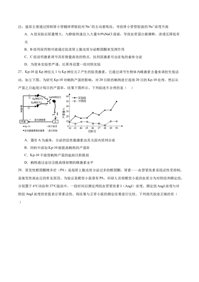 专题28体液调节与神经调节的关系（原卷版)_2024年新高考资料_3.2024专项复习_备战2024年高考生物一轮复习重难点专项突破