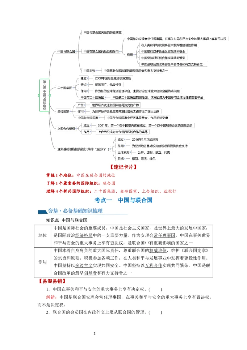 第09课中国与国际组织（讲义）（解析版）_新高考复习资料_2024年新高考资料_一轮复习资料_完2024年高考政治一轮复习讲练测（课件+讲义+练习）（新教材新高考）_选择性必修1