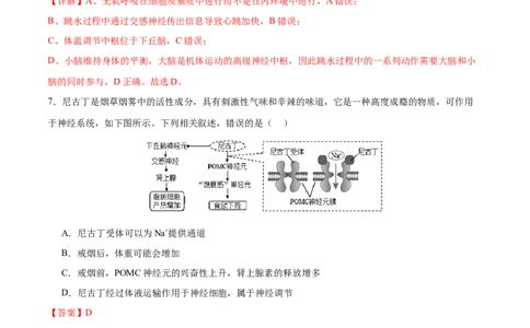 专题六稳态与调节（测试）（解析版）_2024年新高考资料_2.2024二轮复习_2024年高考生物二轮复习讲练测（新教材新高考）