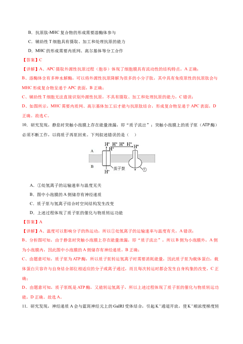 专题六稳态与调节（测试）（解析版）_2024年新高考资料_2.2024二轮复习_2024年高考生物二轮复习讲练测（新教材新高考）