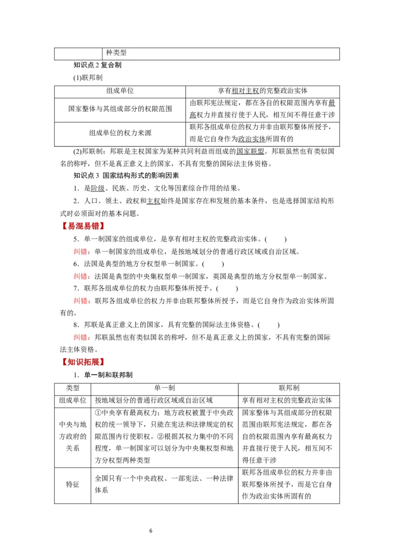 第02课国家的结构形式（讲义）（解析版）_新高考复习资料_2024年新高考资料_一轮复习资料_完2024年高考政治一轮复习讲练测（课件+讲义+练习）（新教材新高考）_选择性必修1