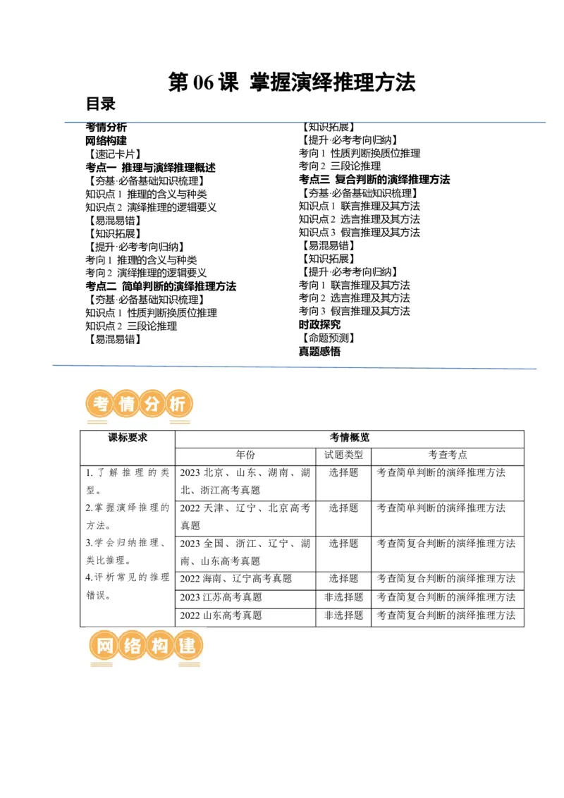 第06课掌握演绎推理方法（讲义）（解析版）_新高考复习资料_2024年新高考资料_一轮复习资料_完2024年高考政治一轮复习讲练测（课件+讲义+练习）（新教材新高考）_选择性必修3