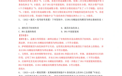 专题18DNA分子的结构、复制及基因的本质（精练）（解析版）_2024年新高考资料_1.2024一轮复习_备战2024年高考生物一轮复习串讲精练（新高考专用）