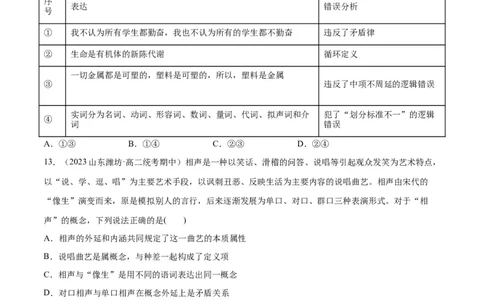 必刷题期中试题选择性必修3《逻辑与思维》（原卷版）_新高考复习资料_2024年新高考资料_一轮复习资料_2024高考必刷题2024年高考政治一轮复习选择题+主观题专练（新教材新高考）