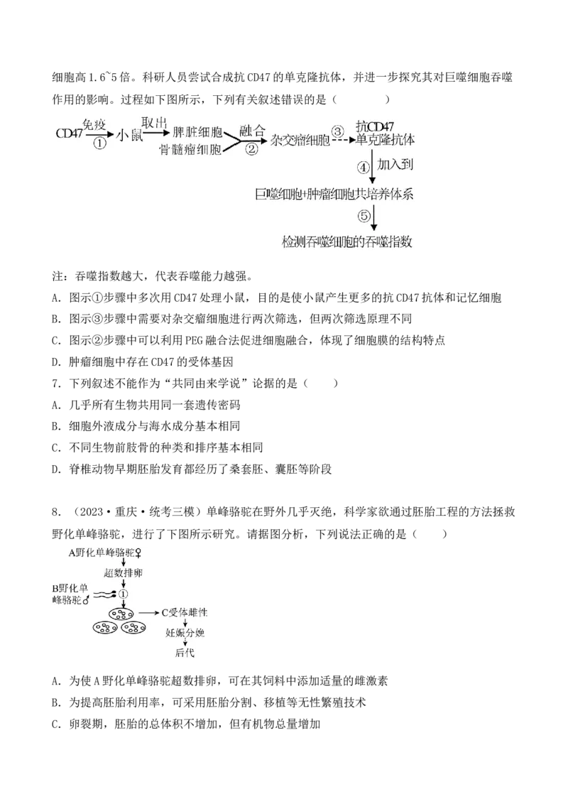 专题17动物细胞工程和胚胎工程（原卷版）_2024年新高考资料_3.2024专项复习_备战2024年高考生物一轮复习重难点突破讲解与训练（新教材）