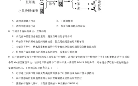 专题五生物技术与工程（选择题特训）-2024年高考生物二轮复习专题训练（全国通用）（原卷版）_2024年新高考资料_2.2024二轮复习_2024年高考生物二轮复习专题训练（全国通用）