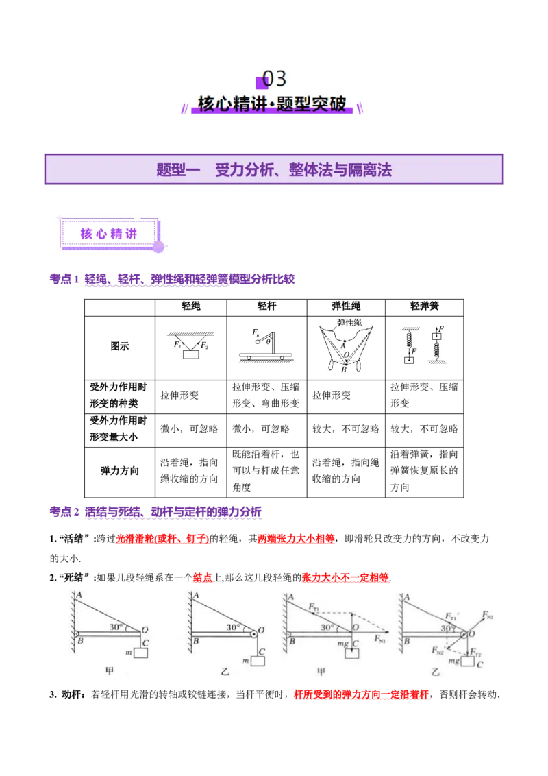 专题01力与物体的平衡（讲义）（原卷版）_03高考英语_2025年新高考资料_二轮复习_01高考语文等多个文件_上好课2025年高考物理二轮复习讲练测（新高考通用）