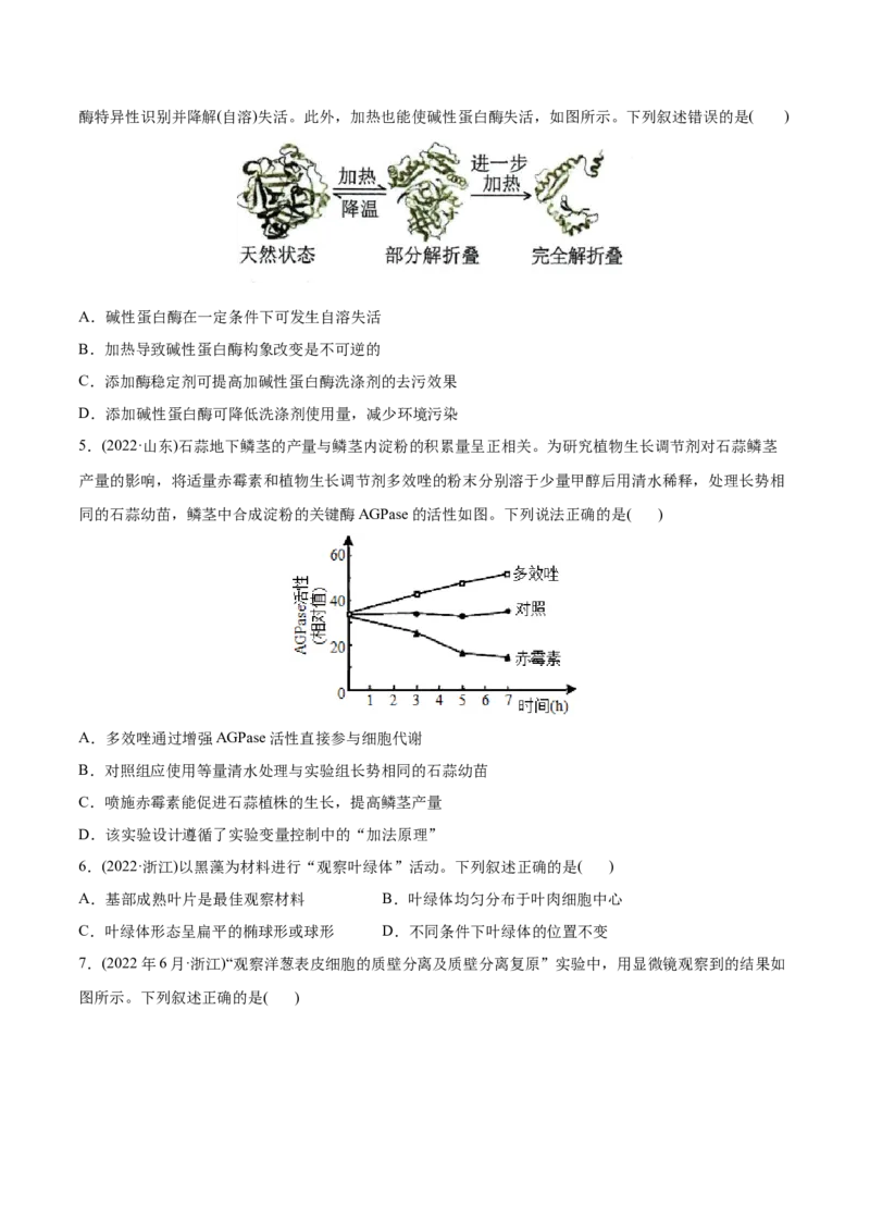 专题15实验与探究-2022年高考真题和模拟题生物分专题训练（学生版）_2024年新高考资料_1.2024一轮复习_赠2022年高考生物真题与模拟题分类