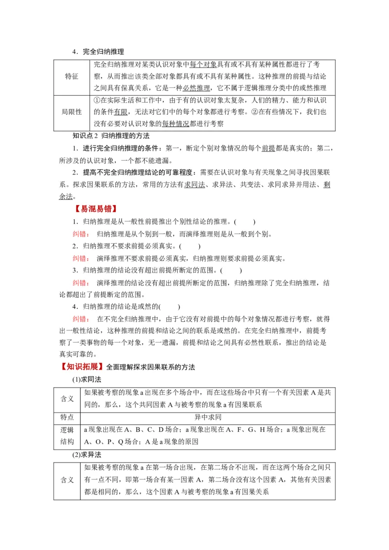 第07课学会归纳与类比推理（讲义）（解析版）_新高考复习资料_2024年新高考资料_一轮复习资料_完2024年高考政治一轮复习讲练测（课件+讲义+练习）（新教材新高考）_选择性必修3