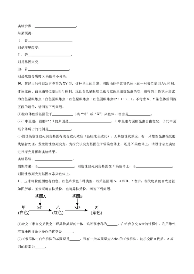 专题19遗传综合实验分析（原卷版)_2024年新高考资料_3.2024专项复习_备战2024年高考生物一轮复习重难点专项突破_专题19遗传综合实验分析