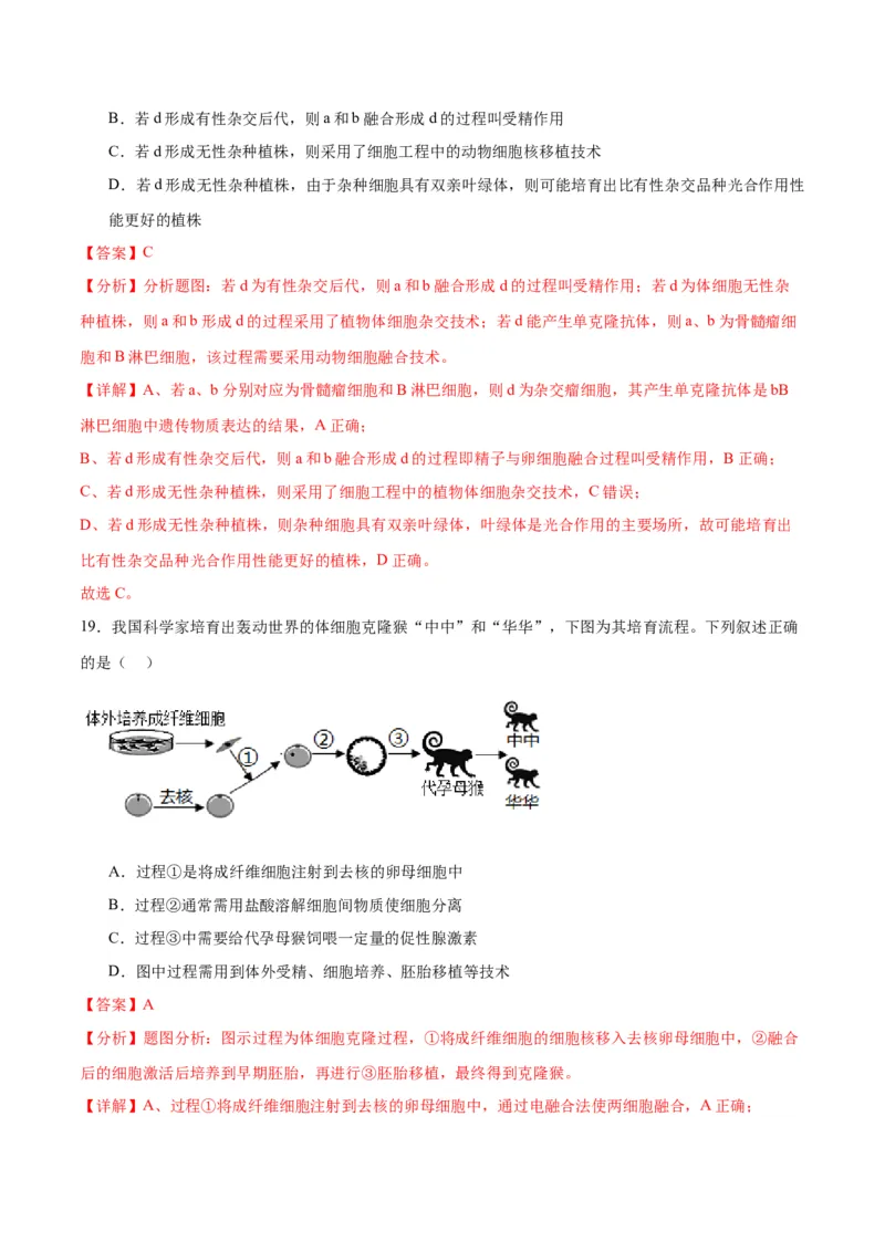 专题41动物细胞工程（解析版）_2024年新高考资料_3.2024专项复习_备战2024年高考生物一轮复习重难点专项突破_专题41动物细胞工程-备战2024年高考生物一轮复习重难点专项突破