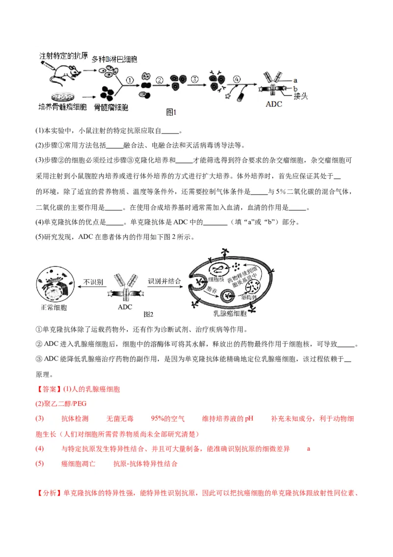 专题41动物细胞工程（解析版）_2024年新高考资料_3.2024专项复习_备战2024年高考生物一轮复习重难点专项突破_专题41动物细胞工程-备战2024年高考生物一轮复习重难点专项突破