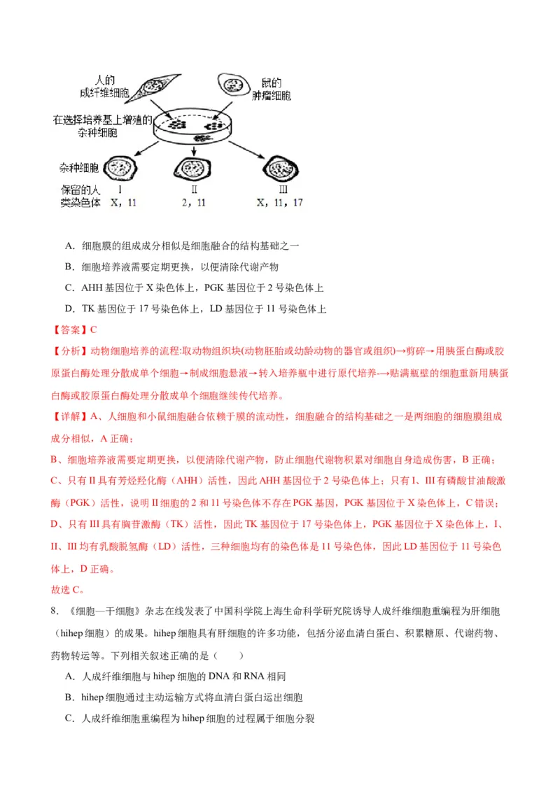 专题41动物细胞工程（解析版）_2024年新高考资料_3.2024专项复习_备战2024年高考生物一轮复习重难点专项突破_专题41动物细胞工程-备战2024年高考生物一轮复习重难点专项突破